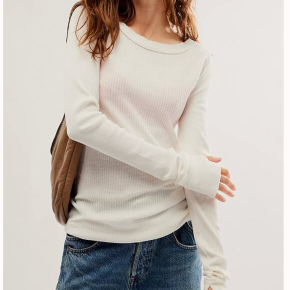 Care Free People FP Honey B Crew Neck White (Sz S) - Picture 1 of 6